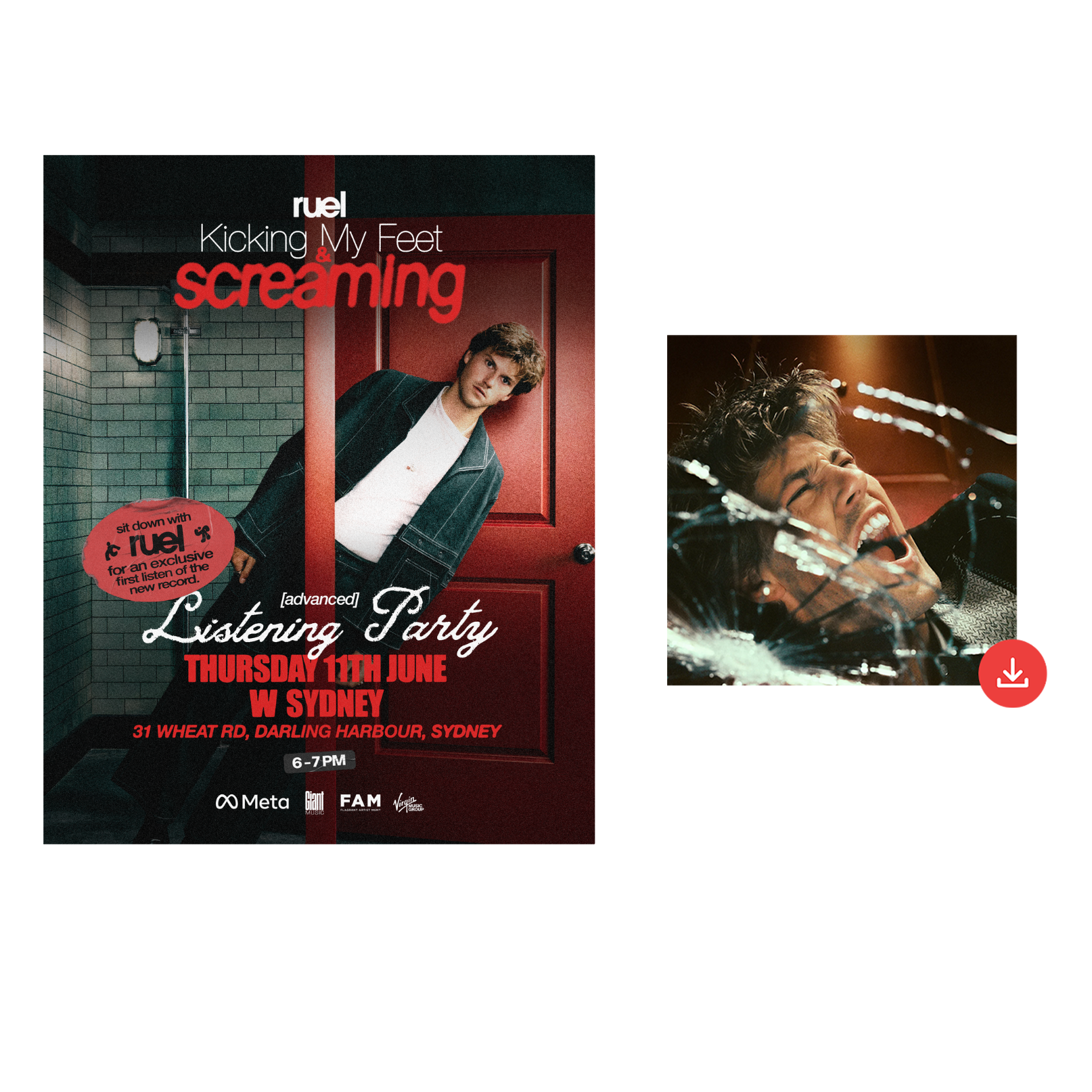 SYDNEY TICKET + POSTER + KICKING MY FEET & SCREAMING DIGITAL DOWNLOAD
